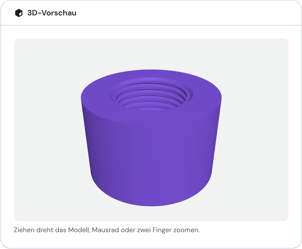 Die Karte 3D-Vorschau und Download mit dem Adapterring und den Schaltflächen STL herunterladen, 3MF-Datei und Auf MakerWorld anpassen