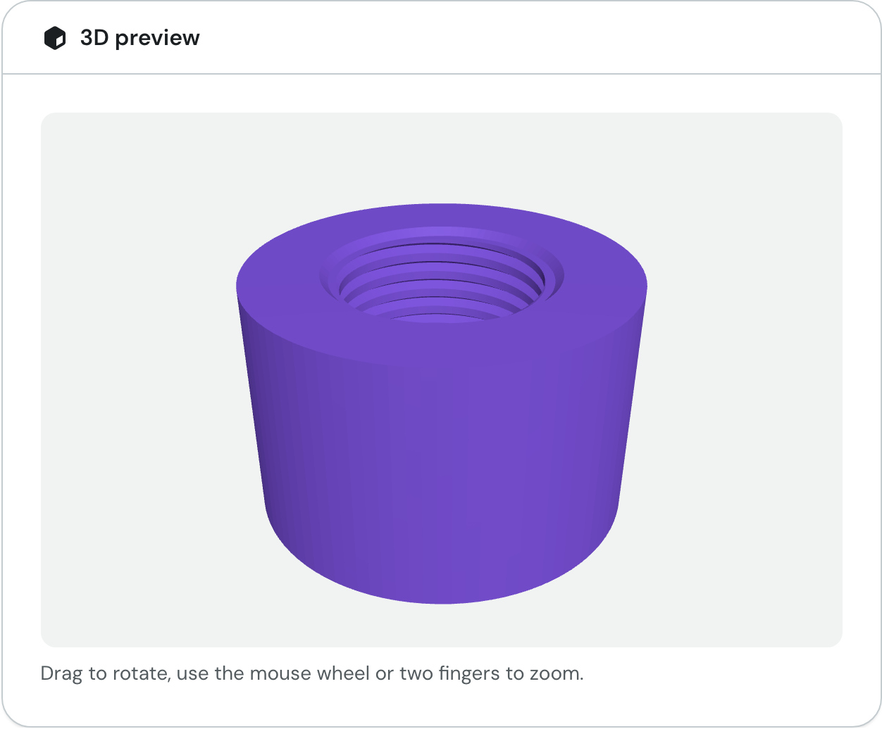 The 3D preview and download card with the adapter ring and the buttons Download STL, 3MF file and Customize on MakerWorld